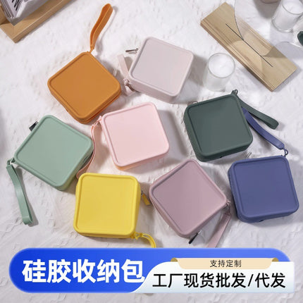 New Fashion Square Silicone Coin Purse Large Capacity Earphone Key Coin Storage Bag Travel Portable Cosmetic Bag