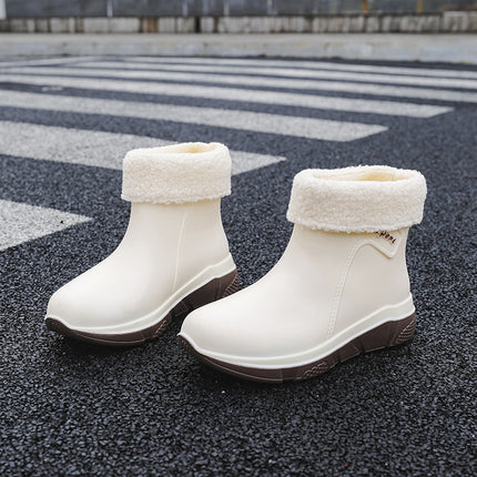 Fashionable Waterproof Rain Boots for Women, Fashionable Mid-Calf Water Boots, Lightweight Outer Overshoes, Non-Slip, Versatile and Wear-Resistant for All Seasons