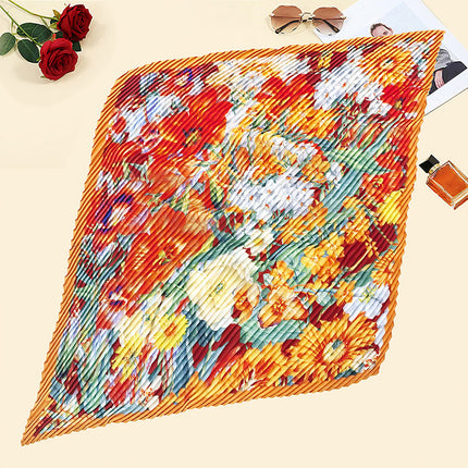 New wrinkled small square scarf female Korean imitation silk printed wrinkled small scarf Joker scarf decorative scarf wholesale