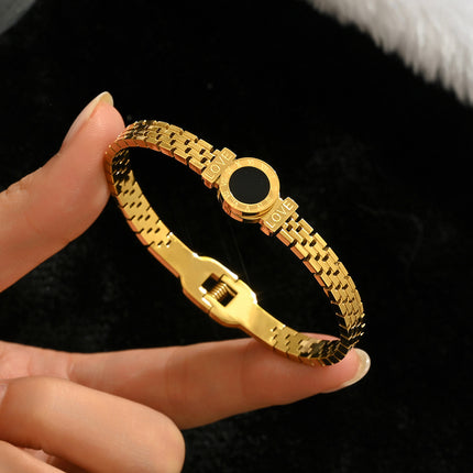 Titanium Steel Bracelet Does Not Fade, Diamond-Encrusted Real Gold Electroplated 18K Gold Stainless Steel Bracelet Douyin Cross-Border Same Style