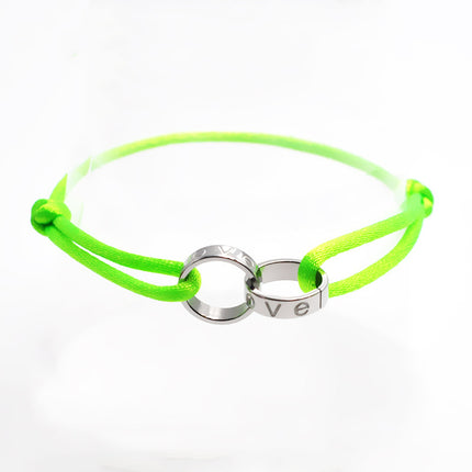 Cross-border supply Foreign Trade hand-woven couple stainless steel bracelet love double ring bracelet adjustable bracelet