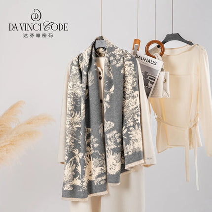 The Da Vinci Code Fashion Secret Garden Double-Sided Scarf Office Nap Ladies Warm Shawl Imitation Cashmere