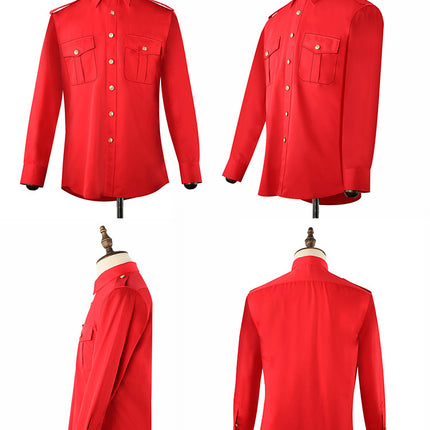 Red Uniform Shirt Security Property Guard Concierge Clothing Security Clothing Work Clothes Shirt Professional Drummer Performance Clothes