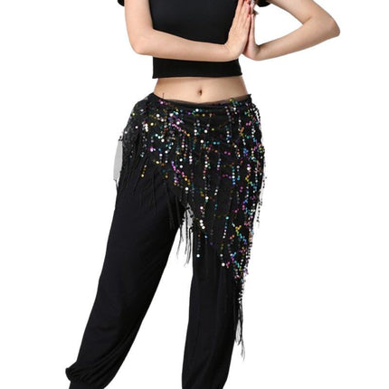 in stock Dance Suit Sequins Tassel Triangle Towel Table Performance Hip Towel Practice Waist Chain Waist Towel Belly Dance Waist Chain Europe and America