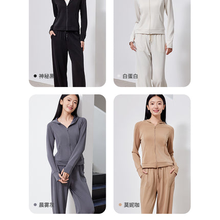 Spring Women's Lazy Casual suit Women's Two-Piece Slimming Top Hoodie Sweatshirt Sportswear suit Wide Leg Pants