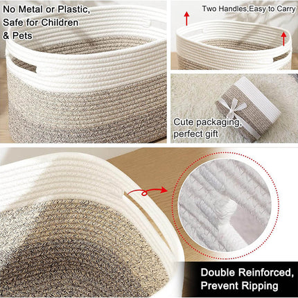 Amazon Explosions Cotton Rope Woven Storage Basket Desktop Toy Sundries Storage Basket Folding Organize Storage Basket Cross-border