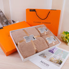 2 towels + 1 bath towel set in box [regular style] / Coffee color
