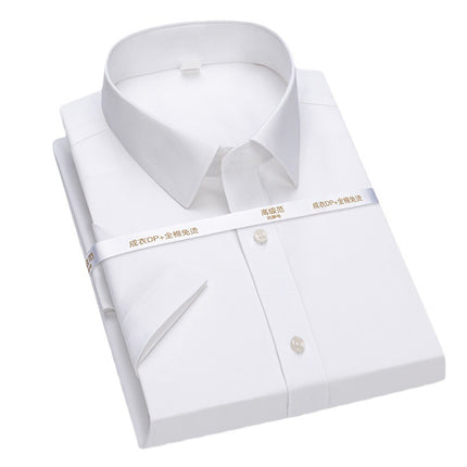 High Luxury 140 Three-strand Pure Cotton Non-ironing Shirt Men's DP Readymade Garment Wrinkle-resistant Solid Color Business Men's Formalest Shirt Men