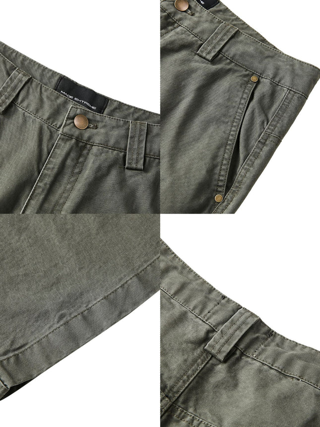 MADEEXTREME Spring New Men's Washed Old Tooling Pocket Loose Casual Pants Straight Pants
