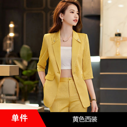 Seven-point Sleeve Green Suit Jacket Women's Spring and Summer Slim-fit Slimming Temperament Goddess Fan Dress Business Suit suit