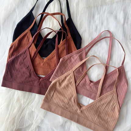5Pcs Seams Ribbed Comfort Wires Cross Strap Back