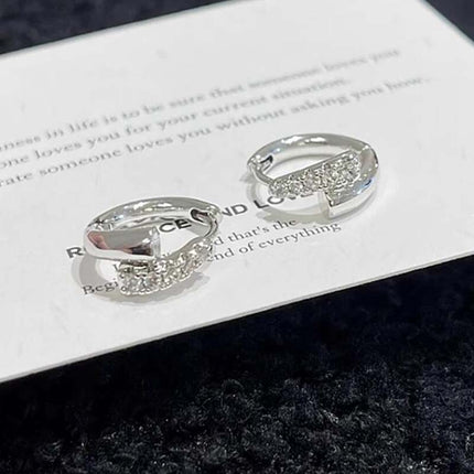 TikTok Same Style French Micro-inlaid Zircon Nail Earrings Women's Light Luxury High-end Sense French Exquisite Ear Buckle Niche Earrings