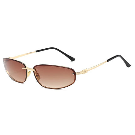 European and American Fashion Metal Frame Water silver Sunglasses Women's Distinctive Street Shoot Concave Style Hot Girl Face Shown Small Retro Sunglasses