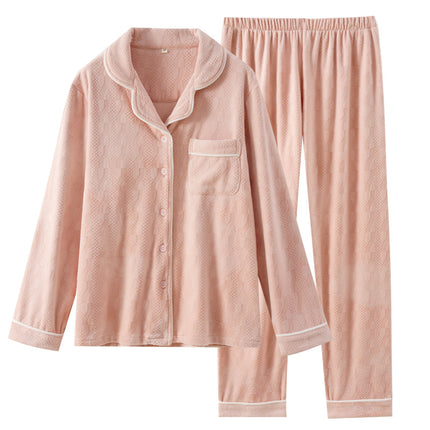 Autumn and Winter Island Velvet Couple Pajamas Women's Warm fleece-lined Men's Winter Coral Velvet Thickened Home Clothes Pajamas