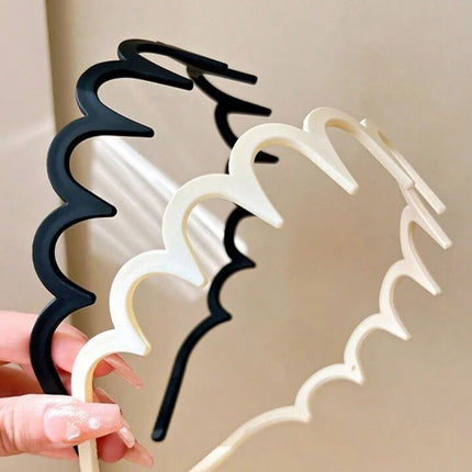 High Elastic Toothed Wave Hair Band Women's 2024 New Style Broken Hair Finishing High Cranial Top Head Band Summer Face Washing Special Hair Stamp