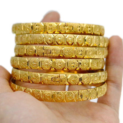 Wholesale cross-border Xiyin TEMU men's and women's 8mm Vietnam sand gold buckle open car flower bracelet vacuum plating color retention