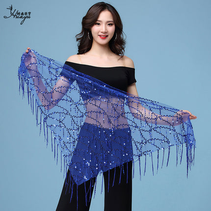 Belly Dance Waist Chain Sequin Tassel Triangle Scarf Performance Hip Scarf Practice Waist Chain Waist Scarf Hip Scarf Clothing Belt Wholesale