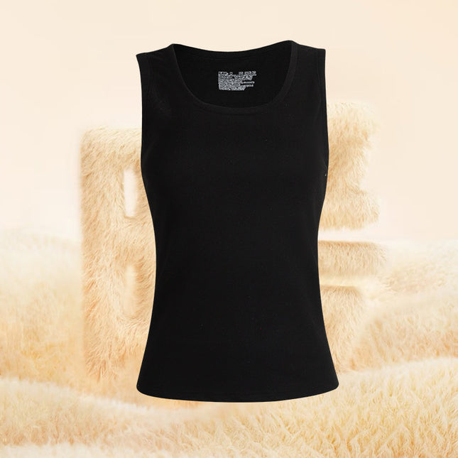 Women's Thermal Vest with Fleece Lining, Thickened Winter Underwear for Cold Protection, Inner Wear, Women's Base Layer Round Neck Vest Top