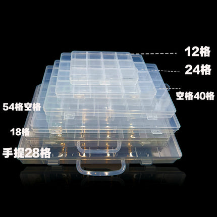 Fixed 24 grid transparent storage box with card slot pp plastic box nail nail box DIY storage box wax grain goo card box