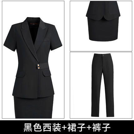 Short-sleeved professional suit suit women's summer high-end elegant hotel front desk manager work clothes beauty salon gold shop work clothes