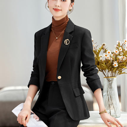 brown Suit suit Women's Spring and Autumn Professional 2024 New Temperament Goddess Fan Suit Coat Manager Work Clothes Autumn