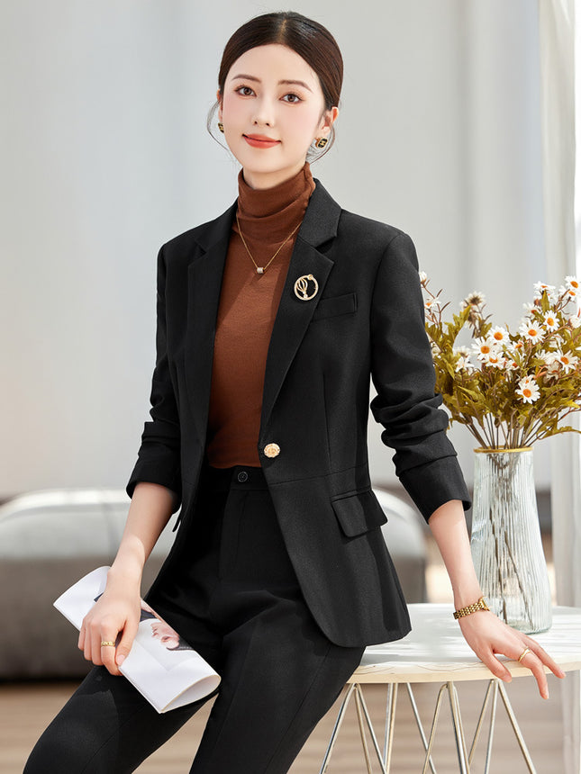 brown Suit suit Women's Spring and Autumn Professional 2024 New Temperament Goddess Fan Suit Coat Manager Work Clothes Autumn