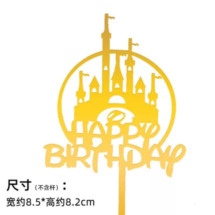 Acrylic Cake Baking Decoration Inserts Round Square English Happy Birthday Dessert Toppers Party Cards