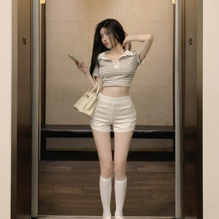 High-Waisted Suit White Ultra-Short Pants for Women 2024 Summer Anti-Exposure Safety Leggings Petite Can Be Worn Outside Hot Pants