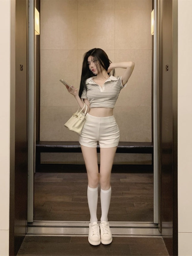 High-Waisted Suit White Ultra-Short Pants for Women 2024 Summer Anti-Exposure Safety Leggings Petite Can Be Worn Outside Hot Pants