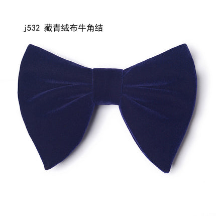 Imitation Horn Black Bow Tie Men's Formal Banquet Wedding Groom and Best Man High-End Velvet Pure Color Bow Tie for Women