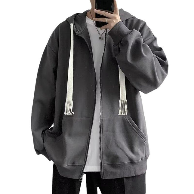 Casual Hooded Sweater Men's Autumn Loose Couple Clothing Korean Fashionable Zipper Hoodie Student All-match Cardigan Jacket