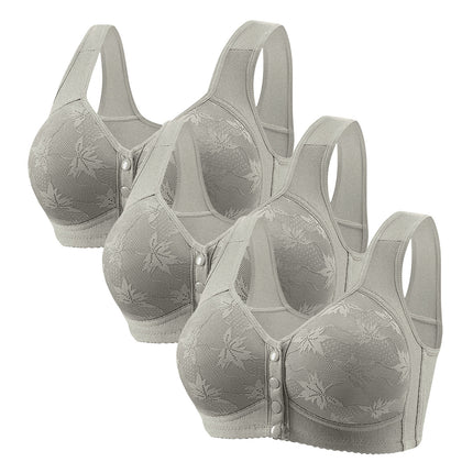 Large Cup 288【3-Piece Set】Cross-Border Front-Clasp Bra, Large Size, Vest-Style, Push-Up, Wireless, Thin Style