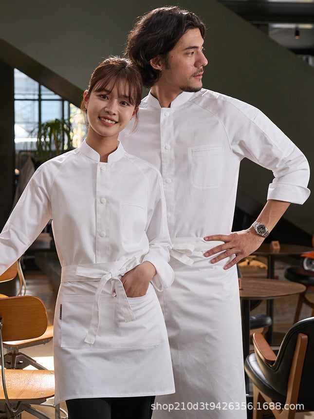 Chef Uniform Long-Sleeve Men's Hotel Restaurant Western Cuisine Bakery Kitchen Work Clothes Professional Attire