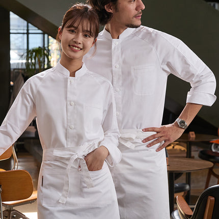 Chef Uniform Long-Sleeve Men's Hotel Restaurant Western Cuisine Bakery Kitchen Work Clothes Professional Attire