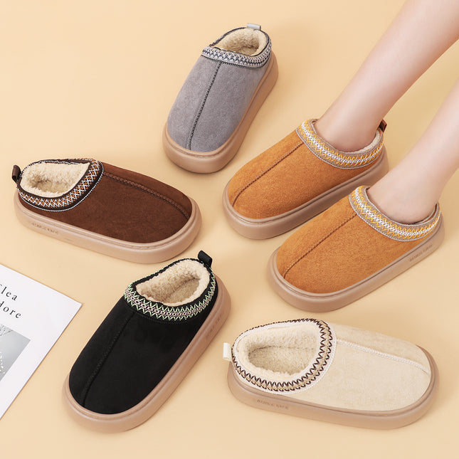 Winter Women's Home Cotton Shoes with Extra Fleece and Thickened Large Size Cotton Slippers That Can Be Worn Outside, Cross-Border Wholesale, Cold-Proof and Warm Cotton Shoes