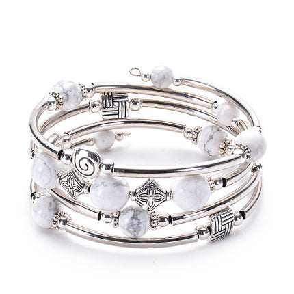 2026 New European and American Fashion Imperial Stone Wrap Bracelet for Women, Layered Multi-Wrap Natural Stone Bracelet Wholesale