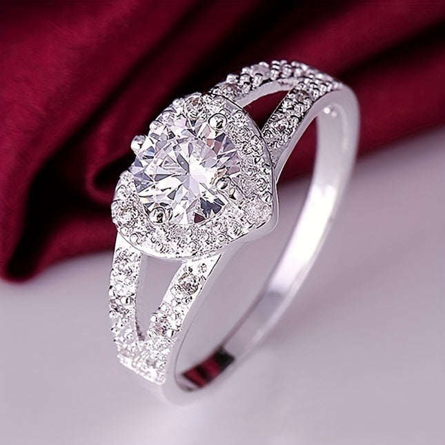 Heart-shaped ring TEMU AliExpress foreign trade best selling love female ring European and American zircon heart-shaped diamond ring manufacturers wholesale