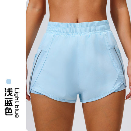 Outdoor Sports Pocket Shorts for Women, Loose-Fitting Running Shorts, Quick-Dry, Anti-Exposure, Double-Layer Gym Shorts for Women
