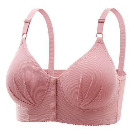 Cross-Border Middle-Aged Mother's Front Snap Vest-Style Bra Push-Up Without Rims Thin Underwear Beautiful Back Bra for Women