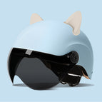One size fits all / Summer helmet frosted blue + summer helmet sunscreen glasses + accessories (rabbit ears white)