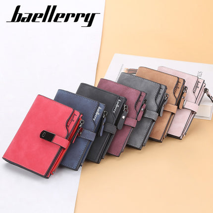 Baellerry New Women's Pu Imitation Leather 80% off K-Style High-End Multi-Card Slot Zipper Women's Short Coin Purse
