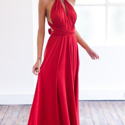 2023 new AliExpress European and American multi-wear sexy stunning multi-rope bandage red dress dress dress