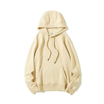 400g Heavyweight Fleece-Lined Autumn and Winter Hooded Sweatshirt, Multi-Color, Solid Color, Simple and Thick, Suitable for Layering, Unisex Sports Hoodie