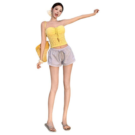 New Three-Piece Bikini Swimsuit for Women, Hot Spring Swimsuit, High-End Sexy Push-Up Small Breasts Pure Desire Bikini