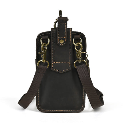 Cross-border Genuine Leather Men's Waist Bag Top Layer Cowhide Outdoor Backpack Crazy Horse Leather Belt Mobile Phone Bag