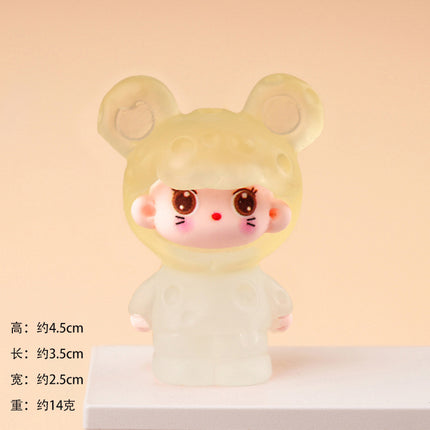Luminous Cheese Mouse DIY Refrigerator Magnet Accessories Desktop Resin Ornaments Blind Box Blind Bag Keychain Pendant