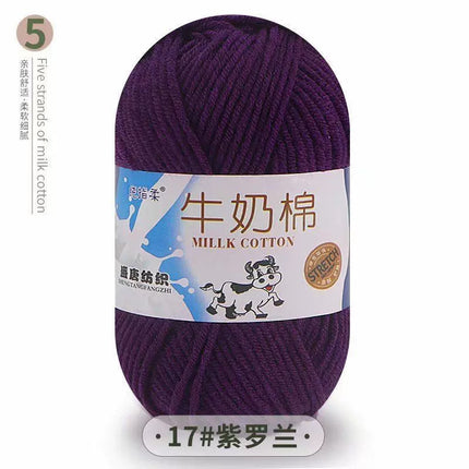 Five-Strand Milk Cotton Yarn Wholesale Medium-Thick Yarn Crochet Doll Shoes Scarf DIY Knitting Material Kit Crochet