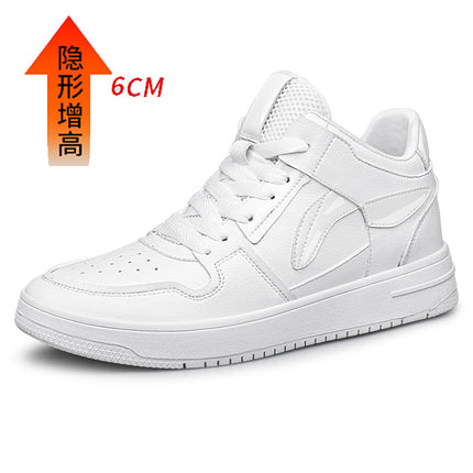 New Sneakers for Men, Fashionable Invisible Inner Heightening 8/10 Men's Shoes, Cowhide Trendyy Casual Shoes, Student White Sneakers