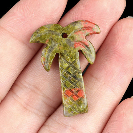 Natural Crystal Semi-precious Stone Head Summer Amethyst Coconut Tree Pendant DIY Earrings Necklace Pendant Jewelry