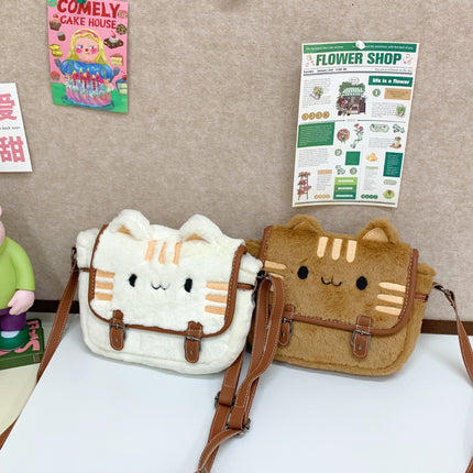 Cute Cat Plush Small Bag Shoulder Bag New Online Popular High Color Value Cartoon Plush Doll Handbag Women's Bag